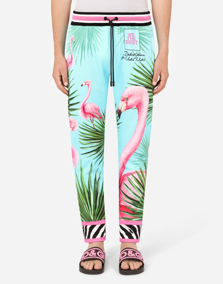 Jersey jogging pants with flamingo print - 6