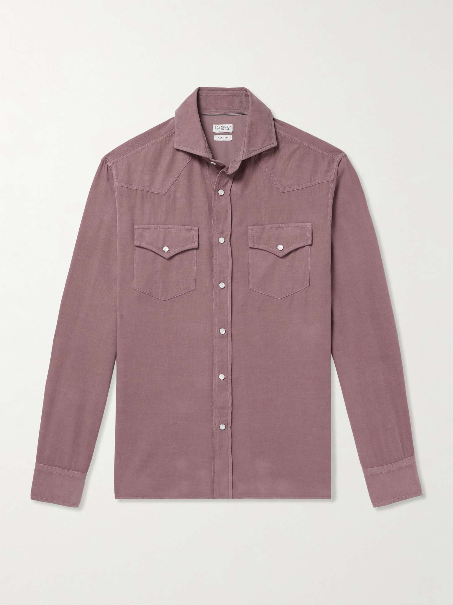 Cutaway-Collar Cotton-Corduroy Western Shirt - 1