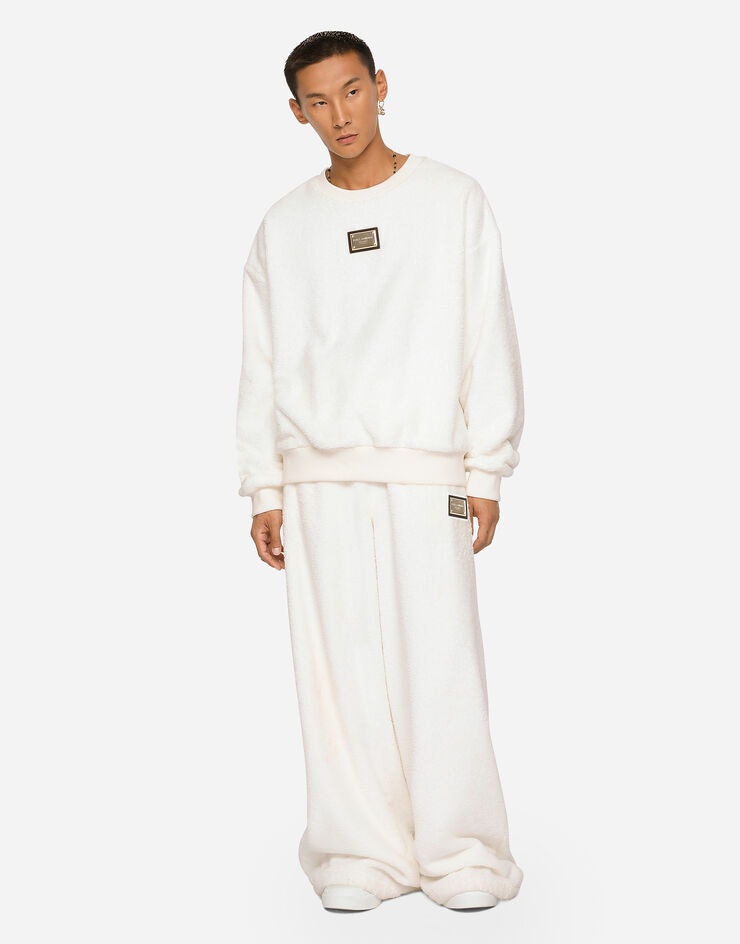 Round-neck terrycloth sweatshirt with logo tag - 4