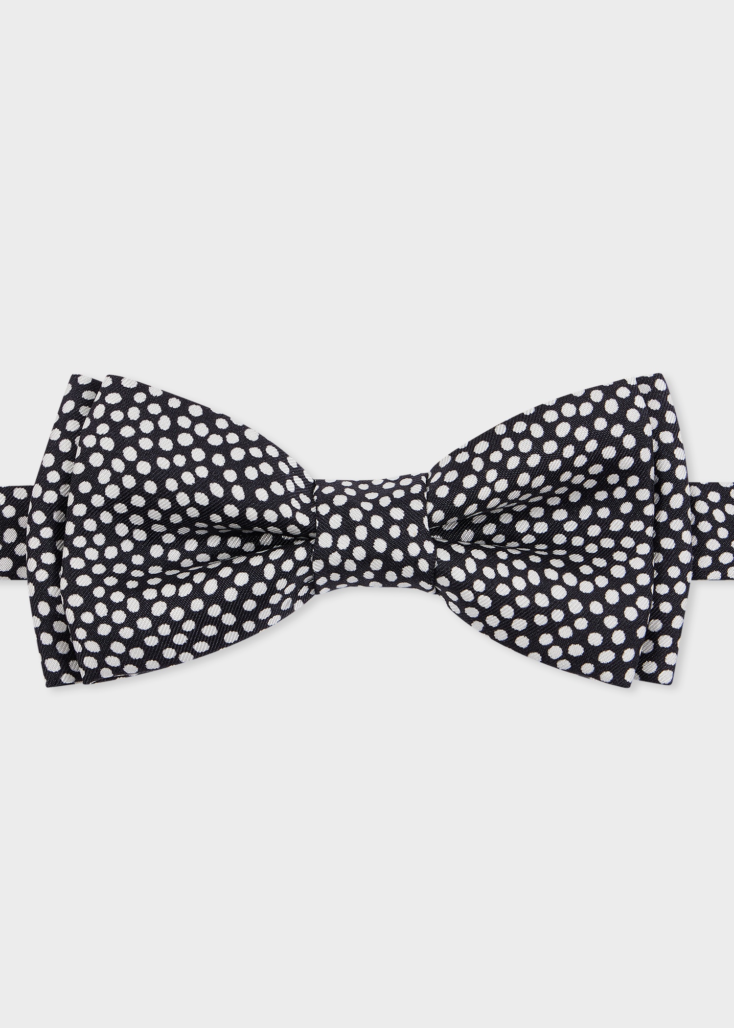 Black Silk Pre-Tied Polka Dot Bow Tie - 1