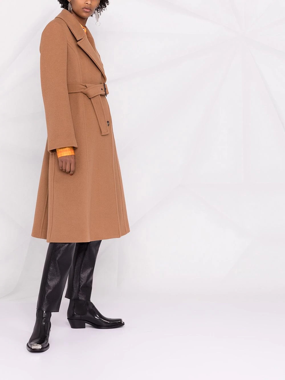 belted single-breasted coat - 4