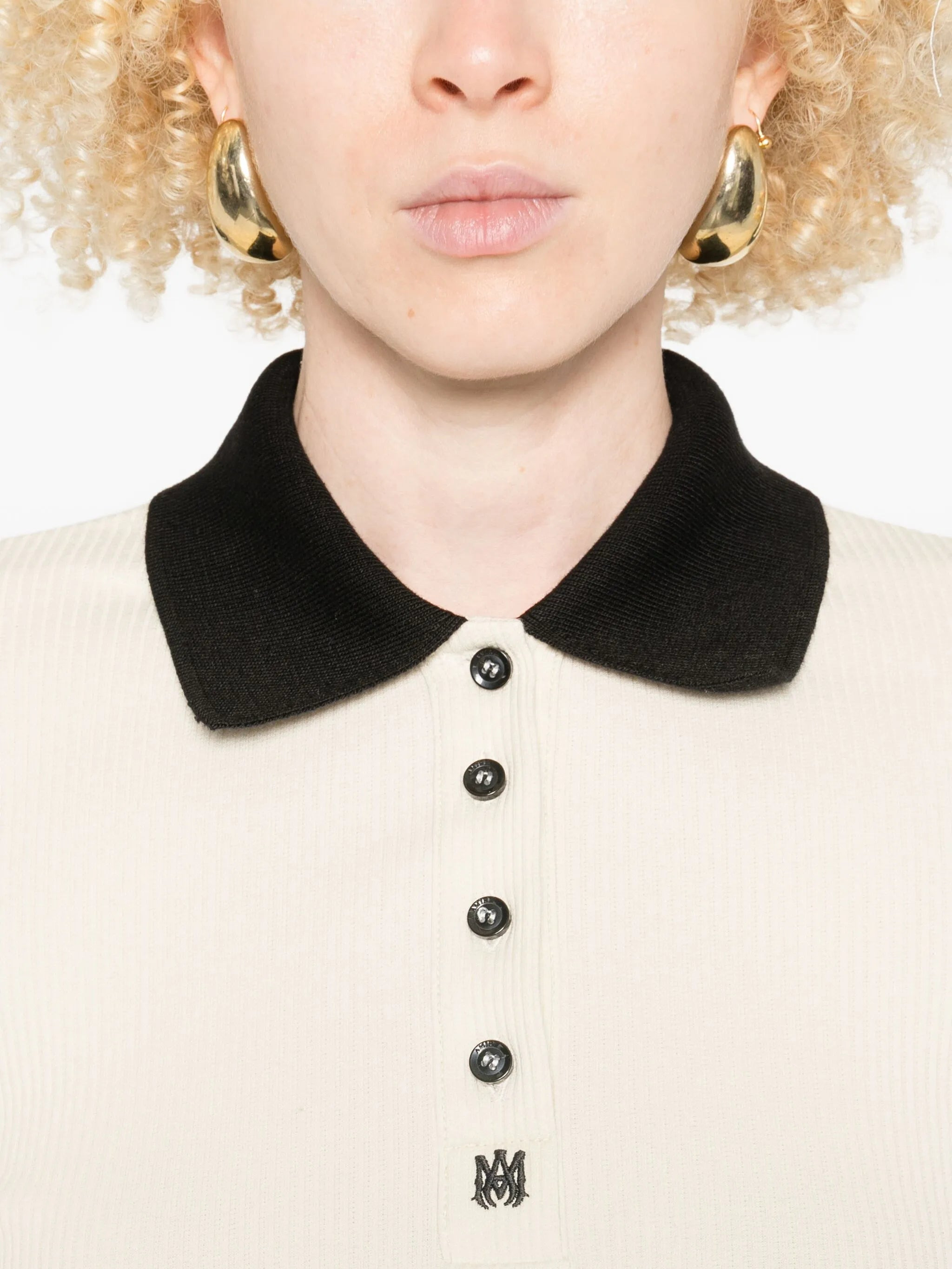 Amiri Ribbed-knit Polo Top - 2
