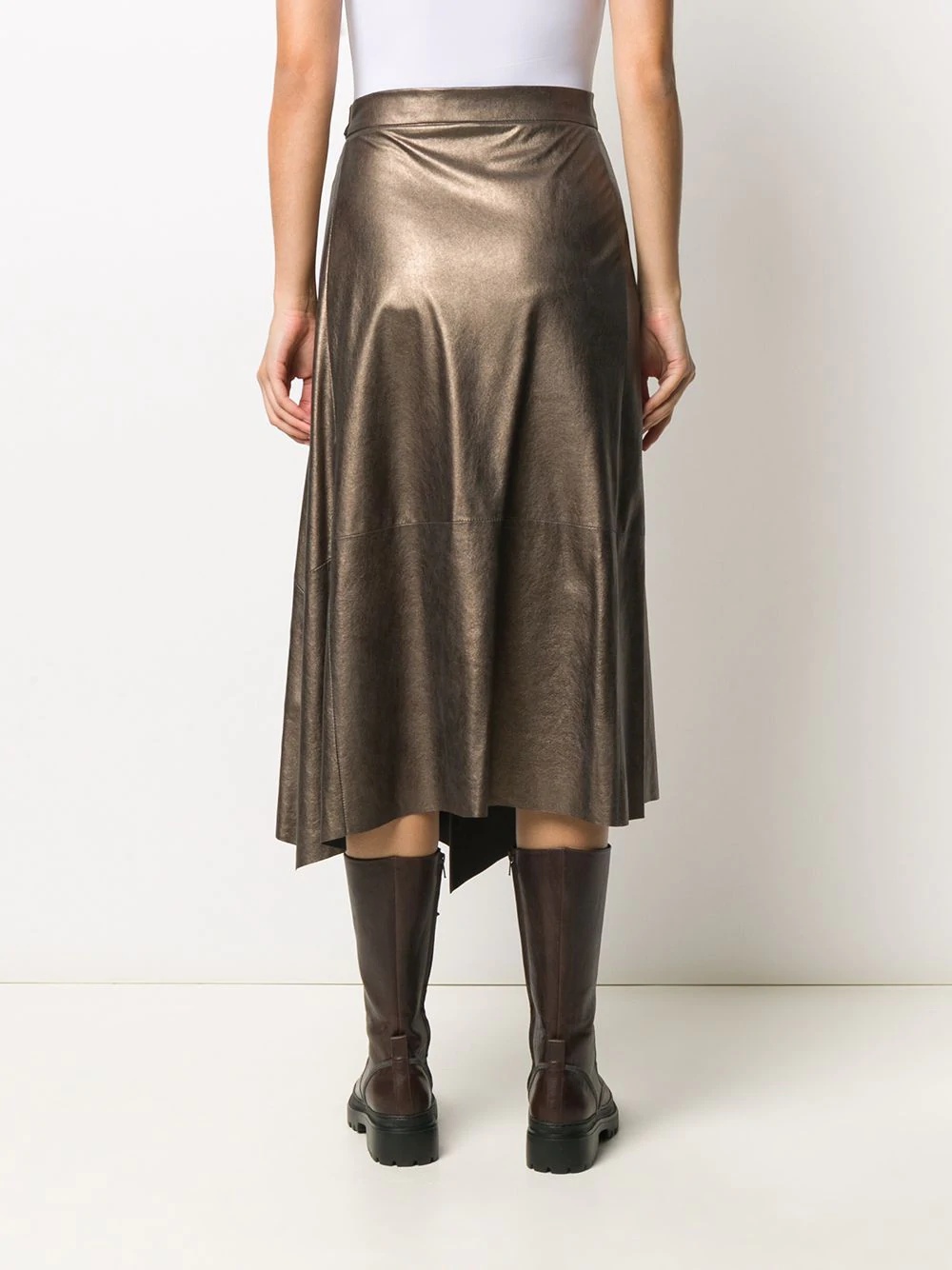 asymmetric metallic pleated skirt - 4