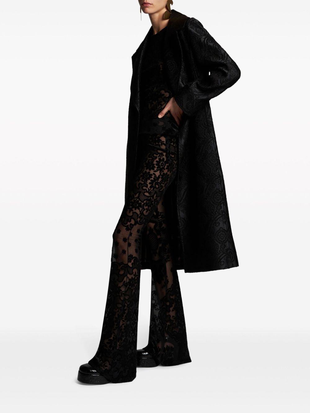 tulle and jacquard velvet top - 2