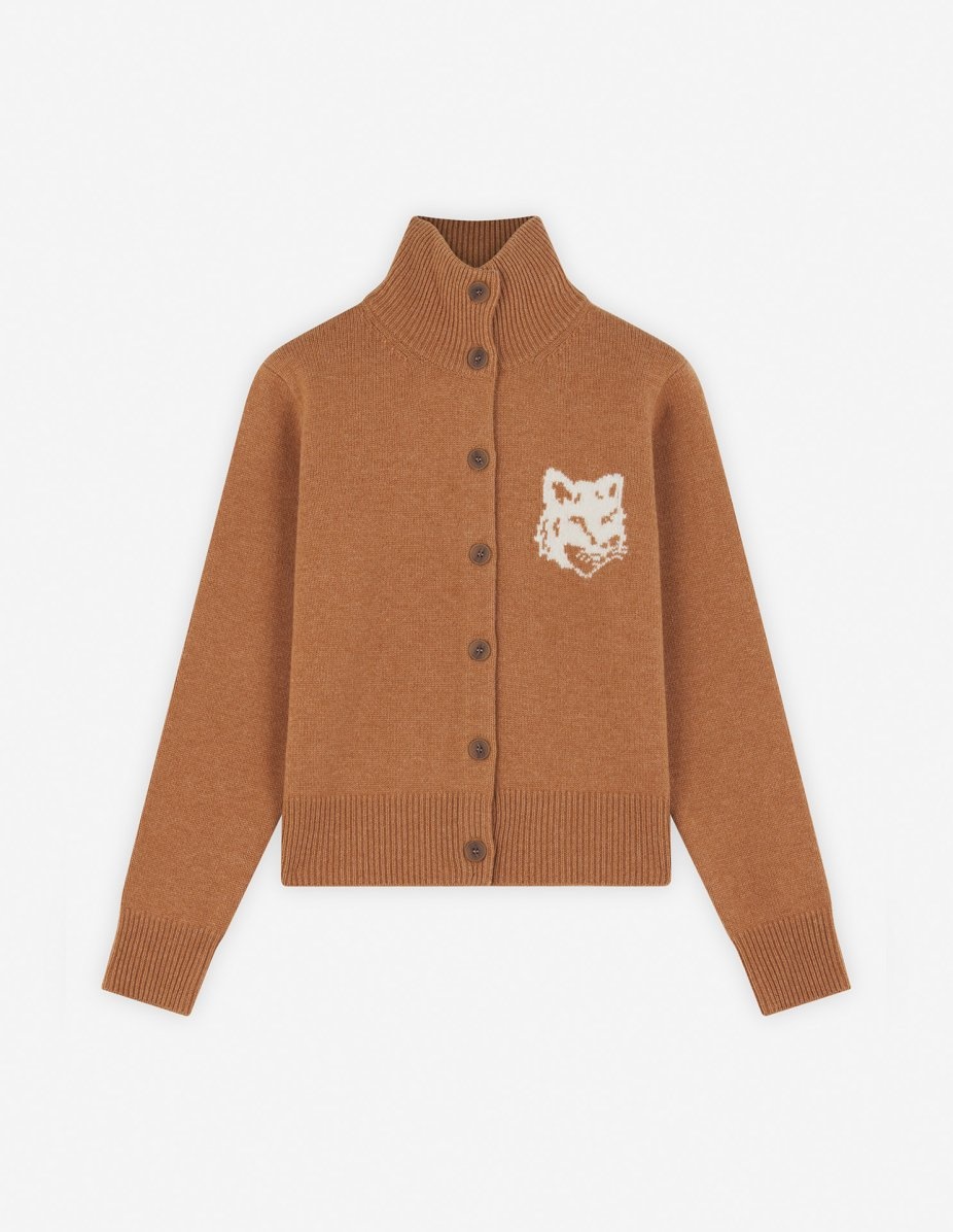 FOX HEAD INTARSIA HIGH NECK CARDIGAN - 1