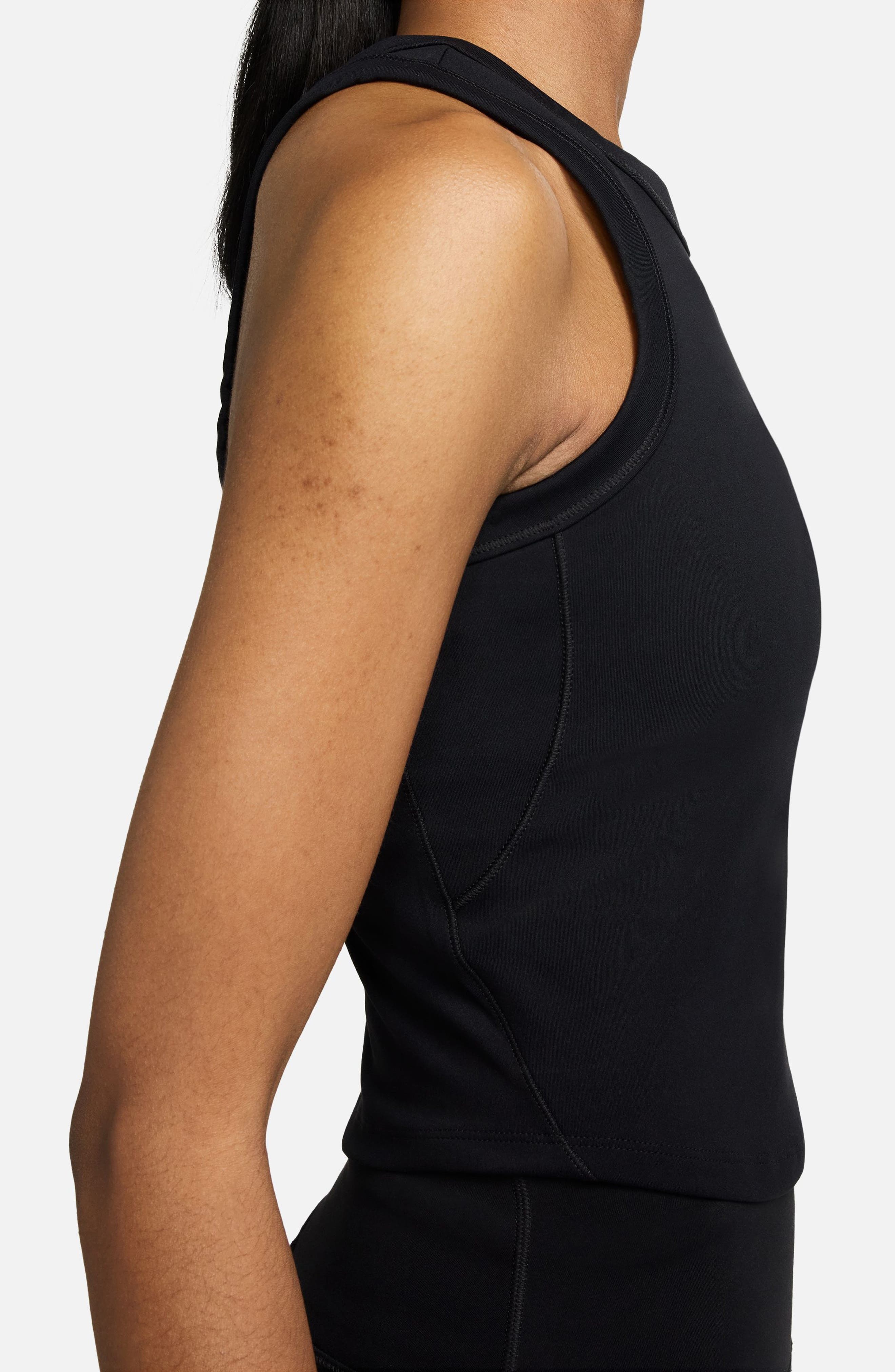Nike One Fitted Dri-FIT Cropped Tank Top in Black/Black at Nordstrom - 3