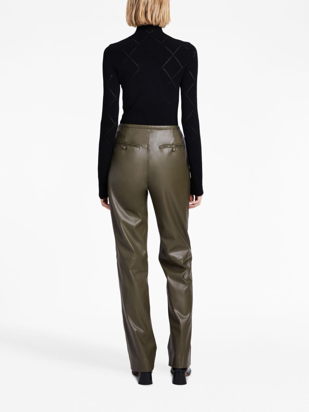 faux-leather straight-leg trousers - 4