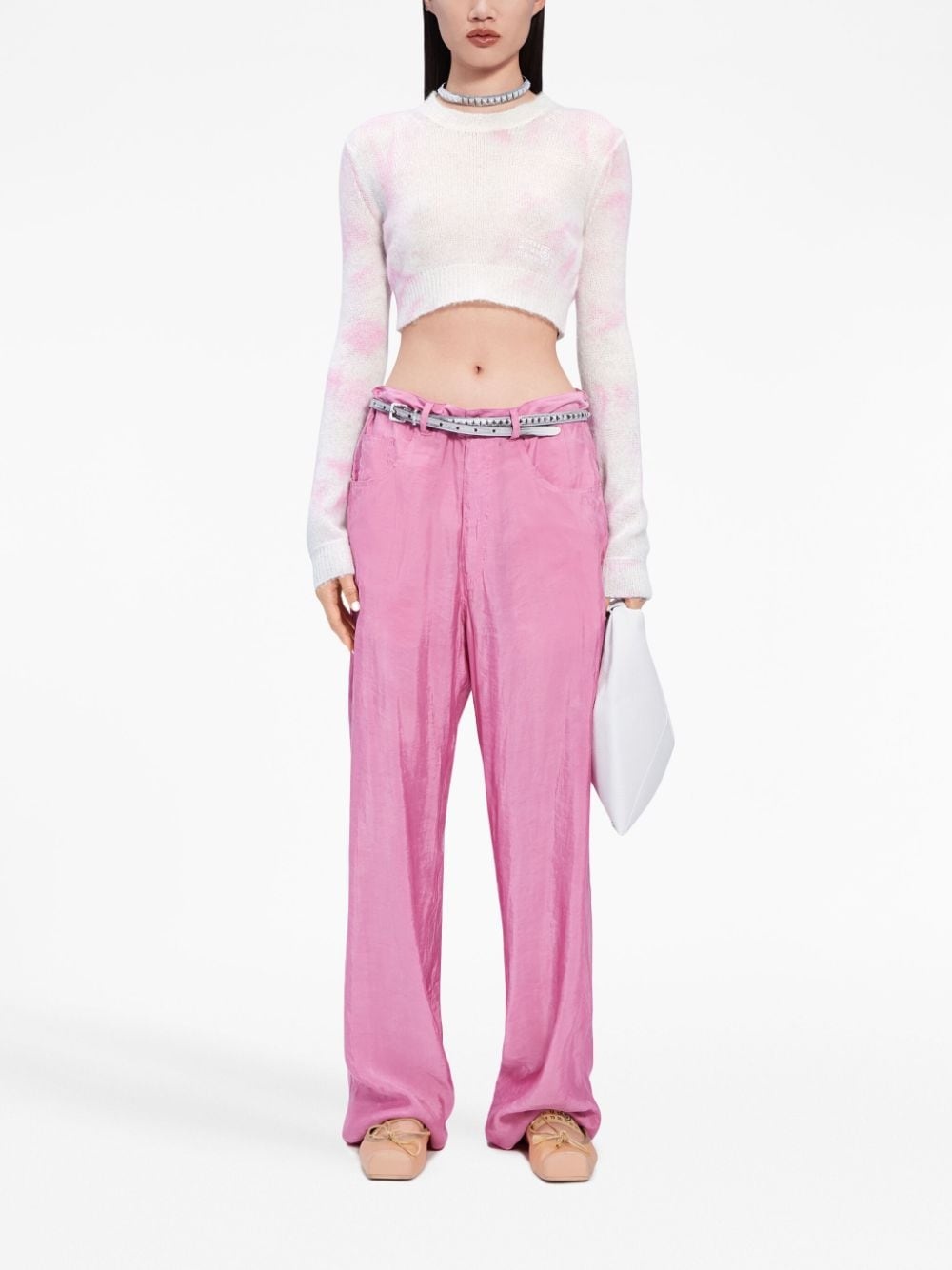 tie-dye cropped knitted top - 2