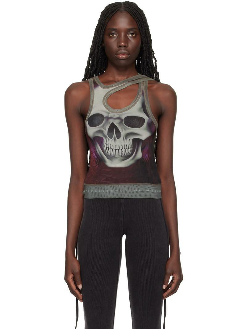 Khaki Printed Tank Top 1