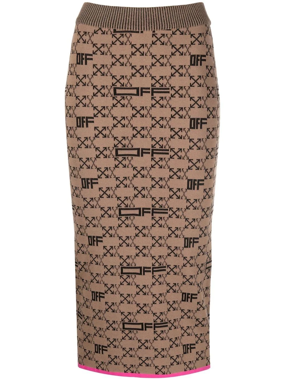intersia-knit Arrows-logo pencil skirt - 2