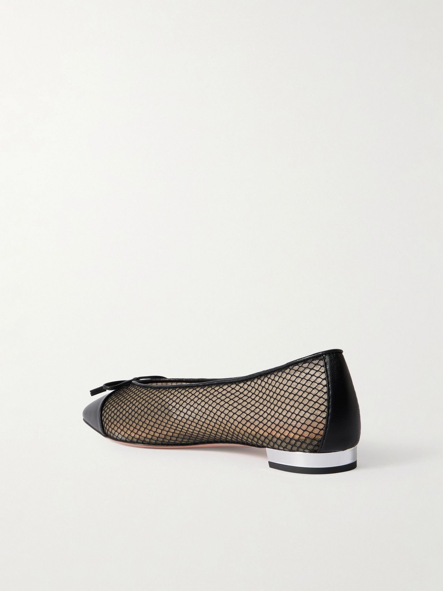 Gioia leather-trimmed mesh ballet flats Black - 3