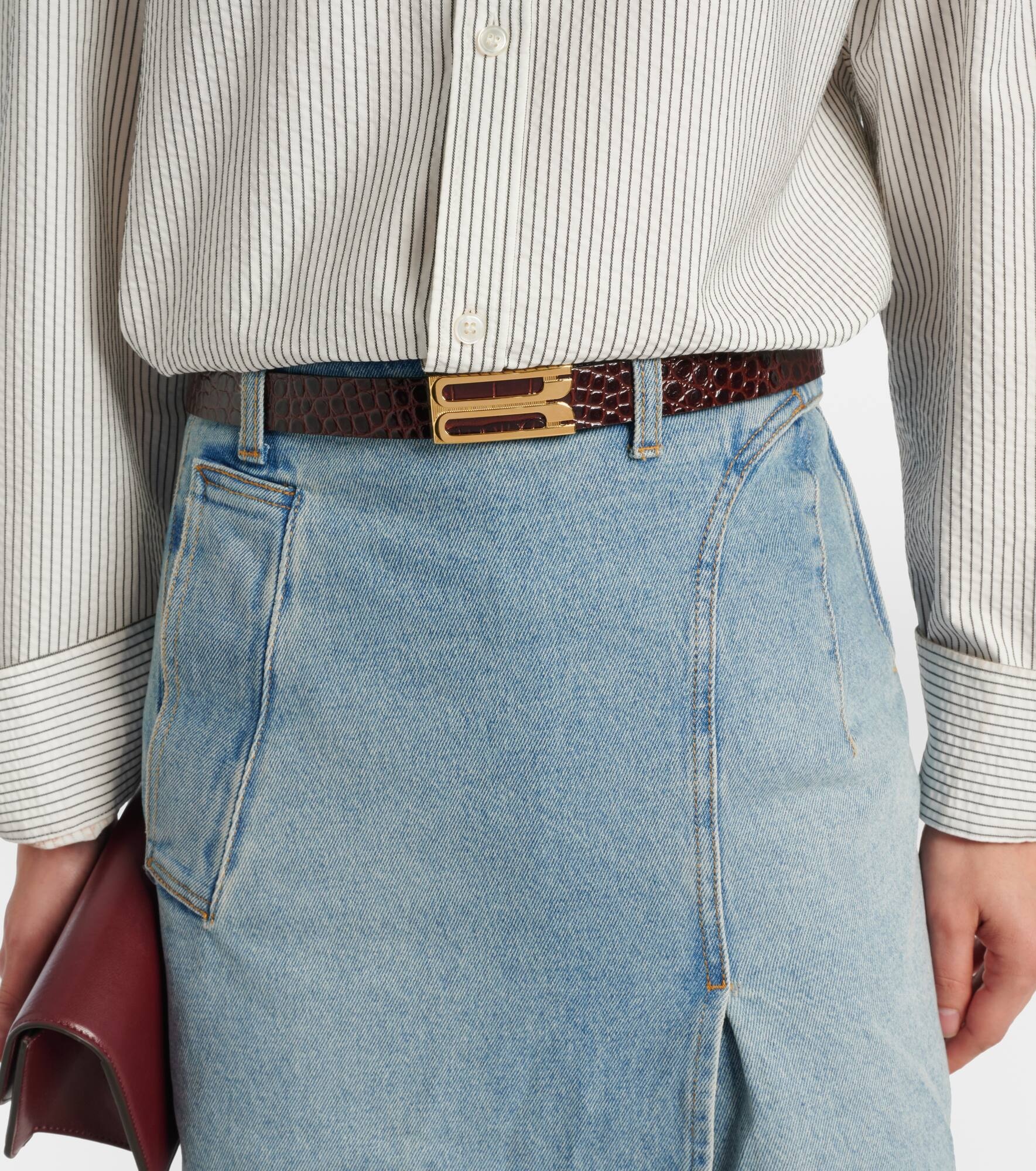 Croc-effect leather belt - 2