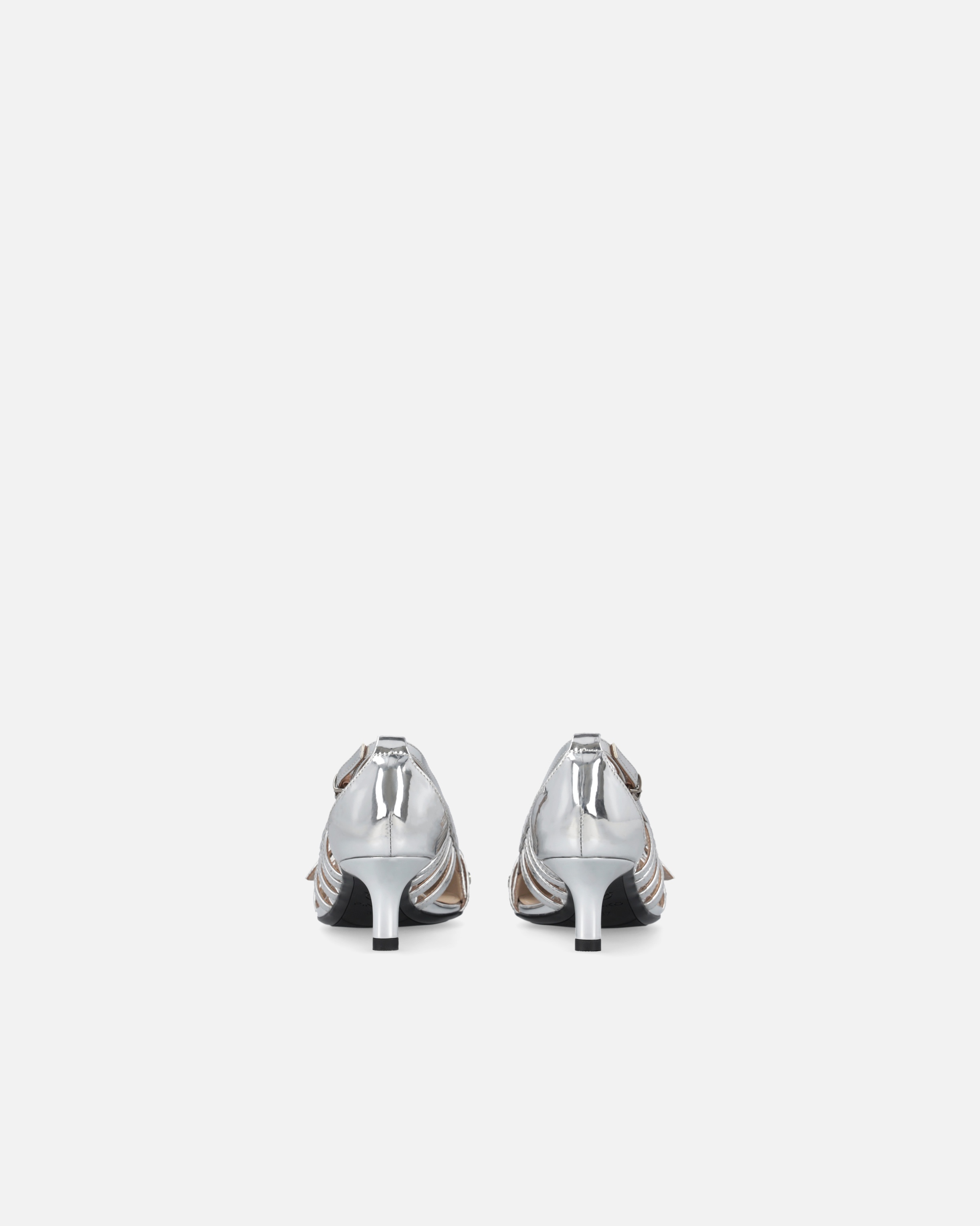 SILVER MIRRORED SLINGBACK PUMPS - 8