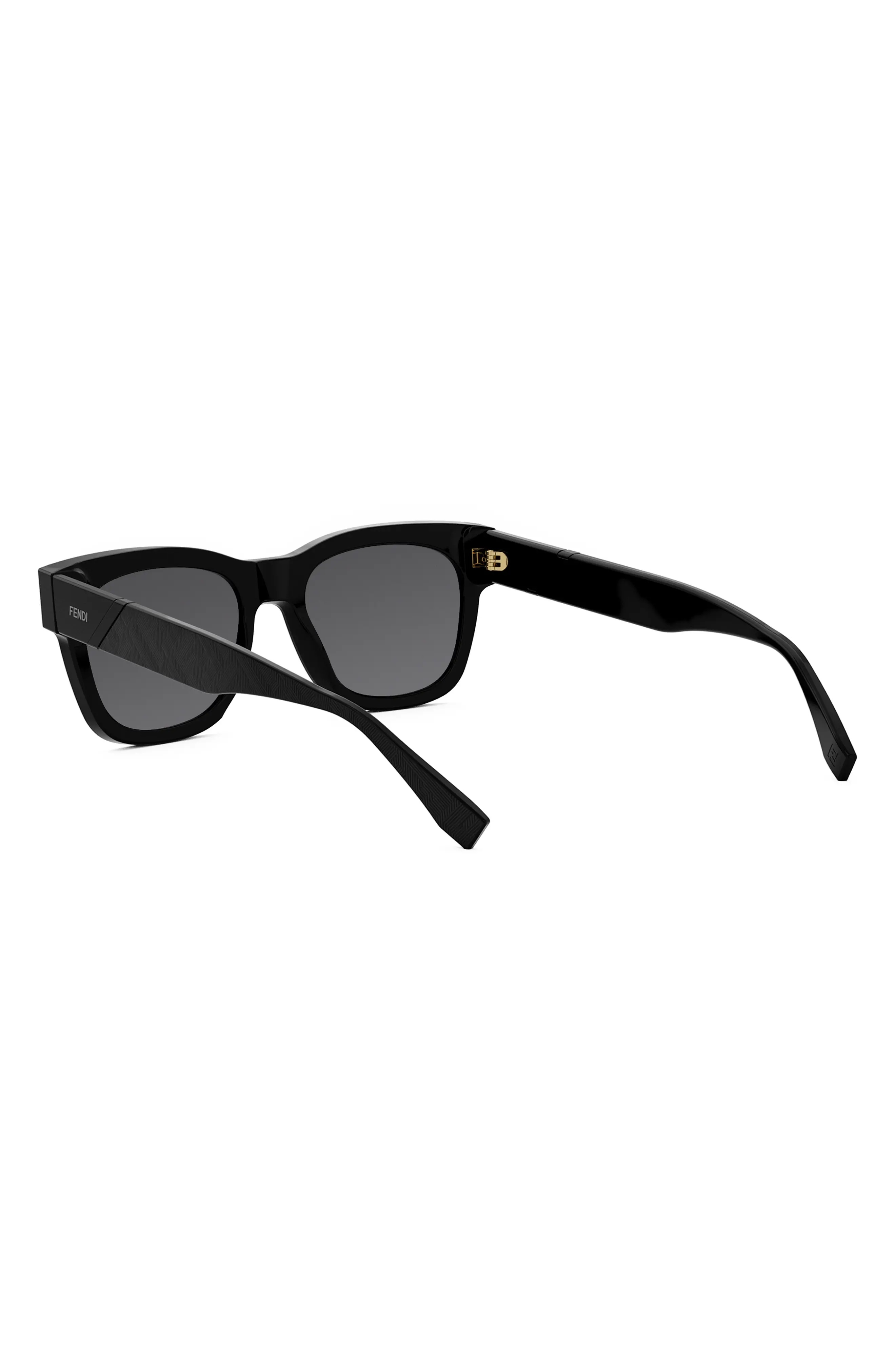 'Fendi Diagonal 51mm Square Sunglasses in Shiny Black /Smoke - 4