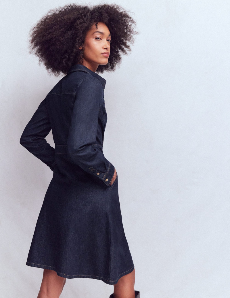 Flippy Denim Shirt Dress-Indigo Denim 5