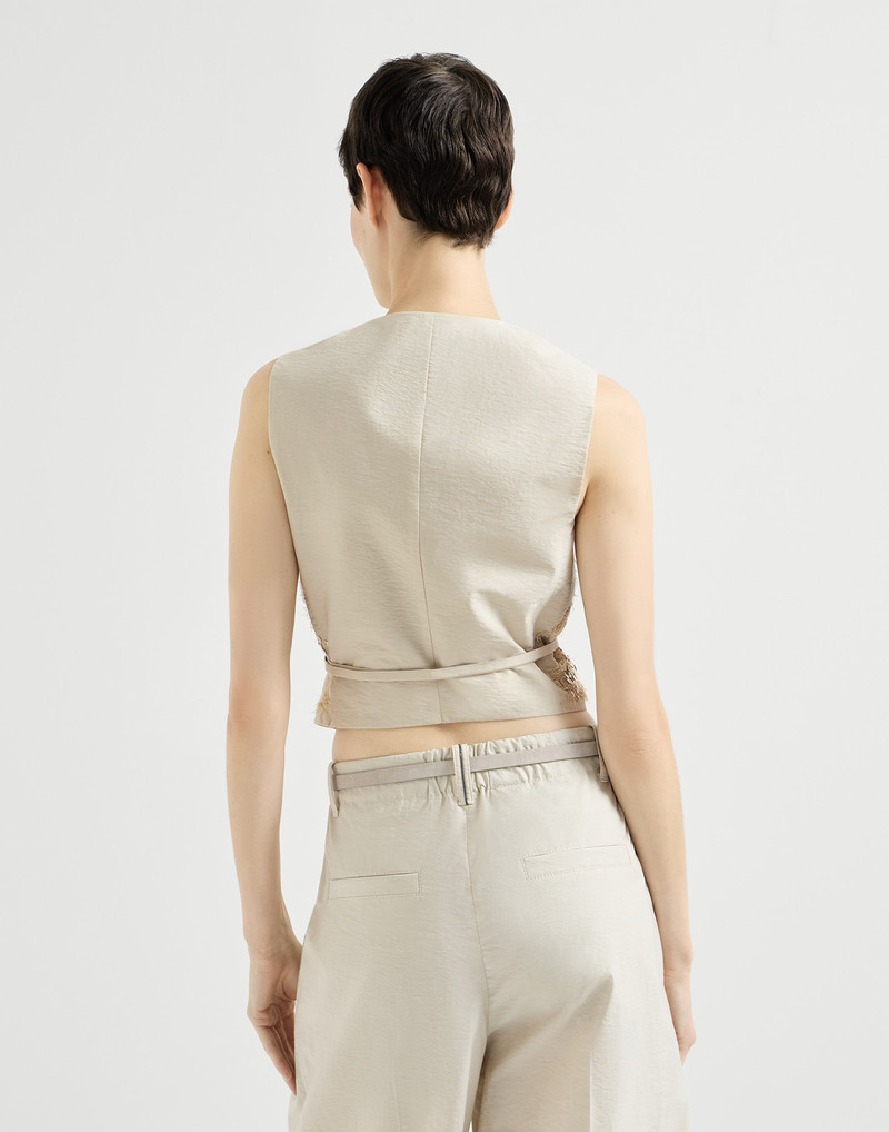 Techno cotton poplin vest with dazzling seabed embroidery 3