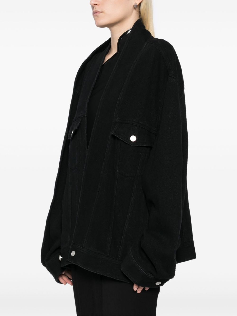 asymmetric collar denim jacket - 3