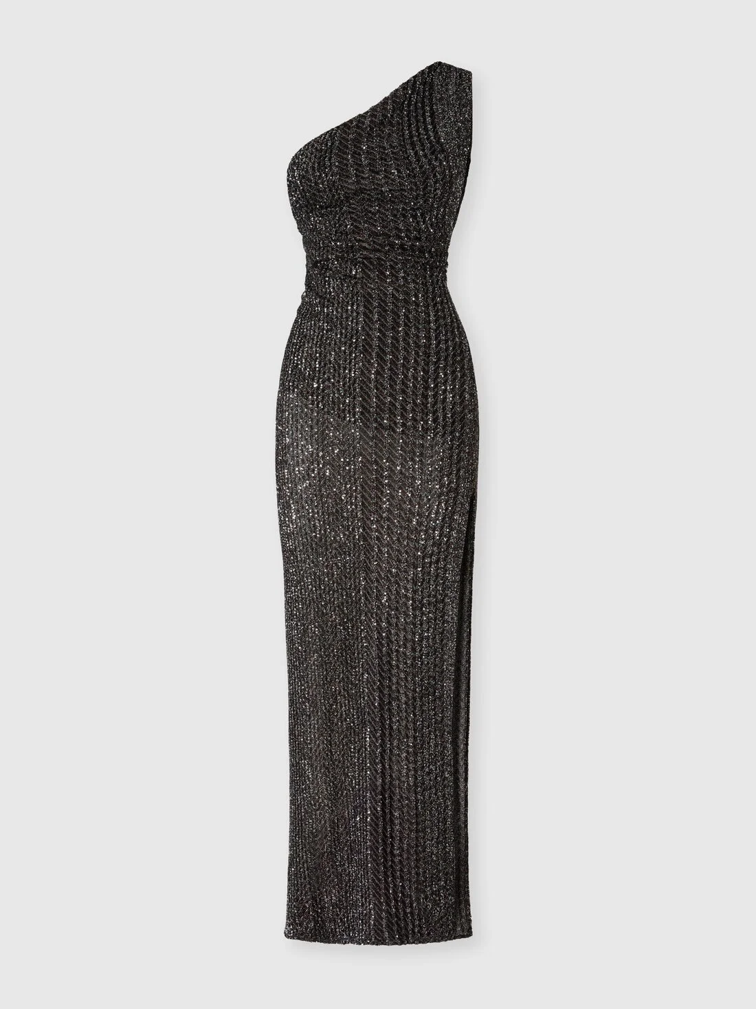 One-shoulder long dress with sequins - 1
