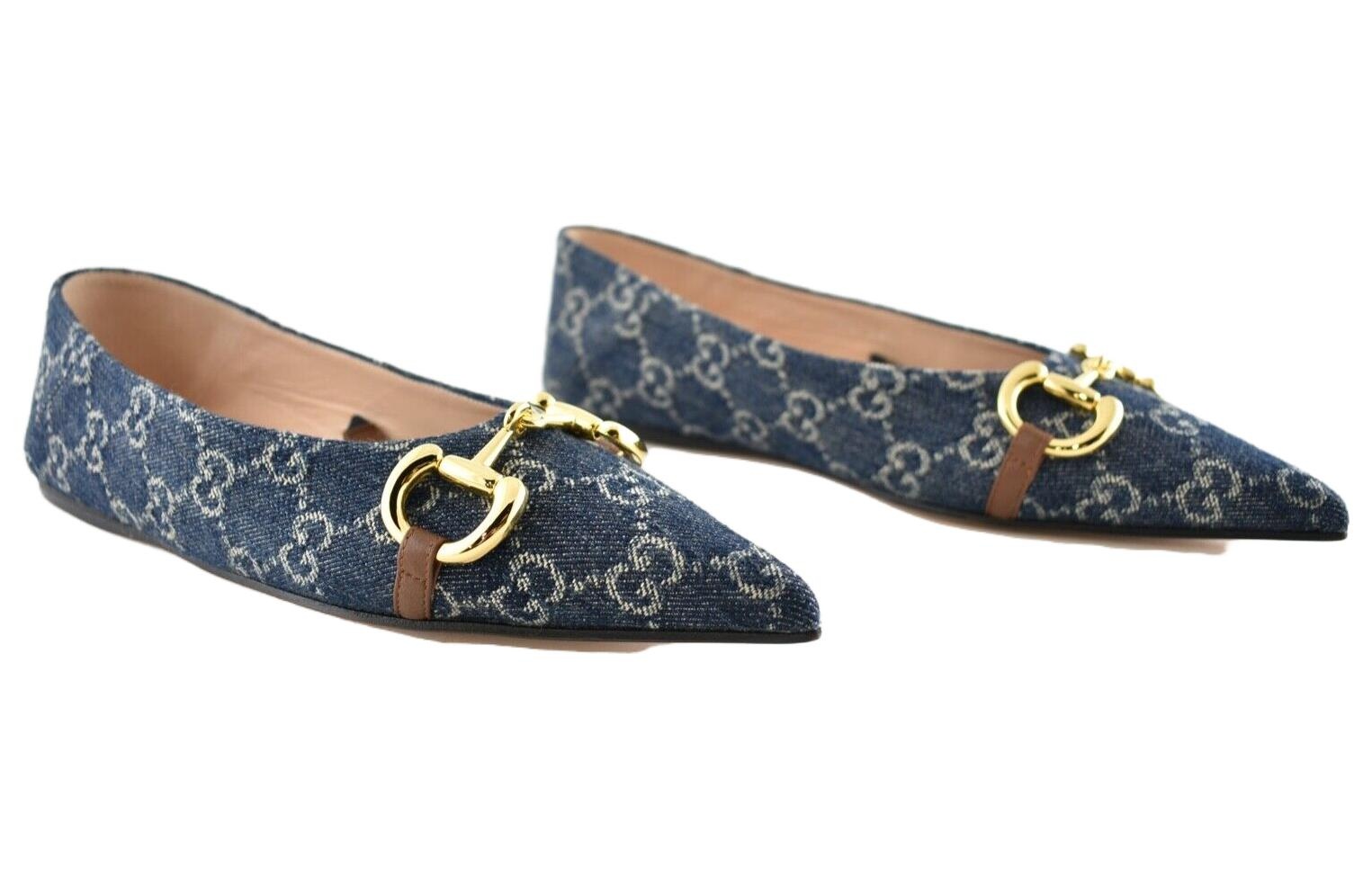(WMNS) Gucci Denim Ballet Flat With Horsebit 'Blue' 635101-2KQ80-4462 - 4