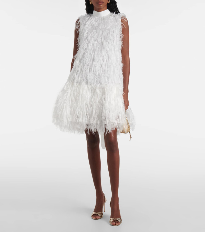 Roksanda Bridal Odette faux feather-trimmed silk minidress outlook