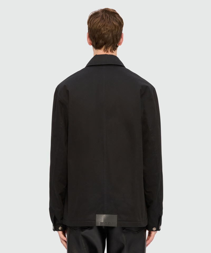 Black cotton drill overshirt with "Sketched Bunnies" print 3