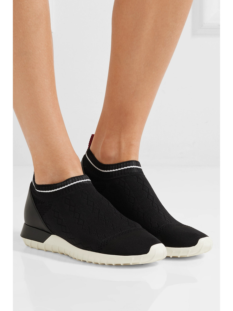 Moncler Giroflee Leather-paneled Stretch-knit Slip-on Sneakers outlook