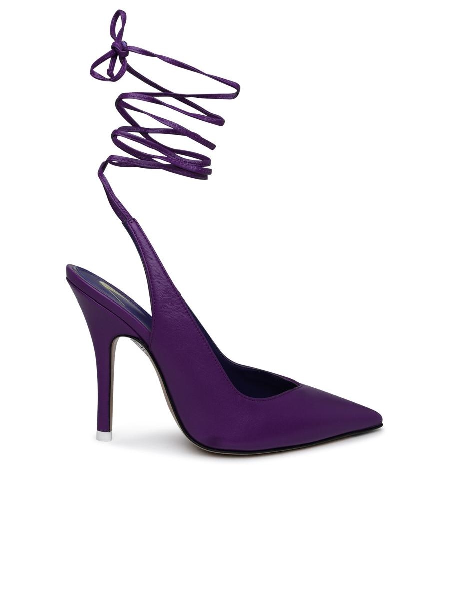 THE ATTICO VENUS SLINGBACK IN PURPLE LEATHER - 1