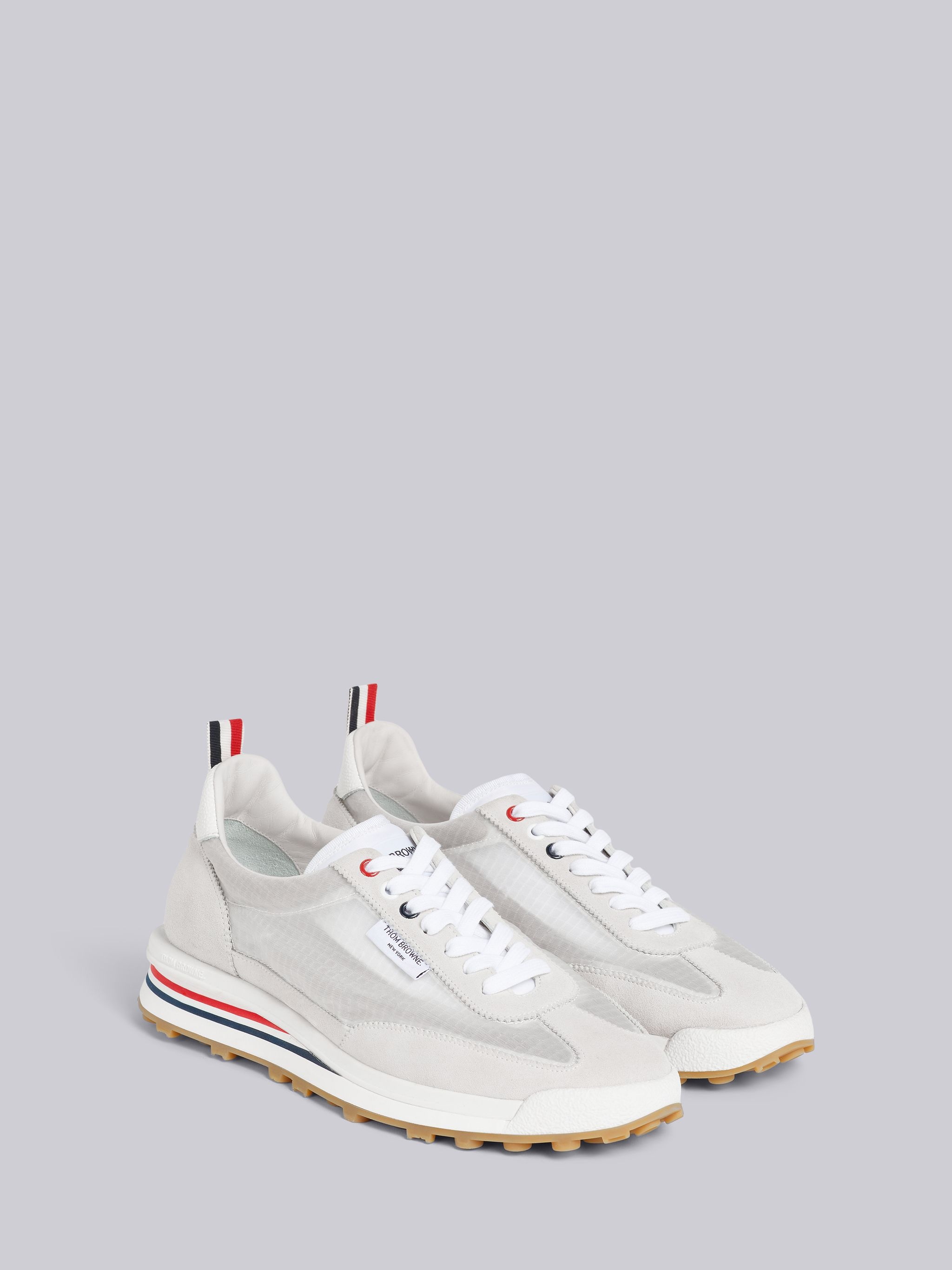 White Ripstop Suede and Mesh Unlined Tech Runner - 3