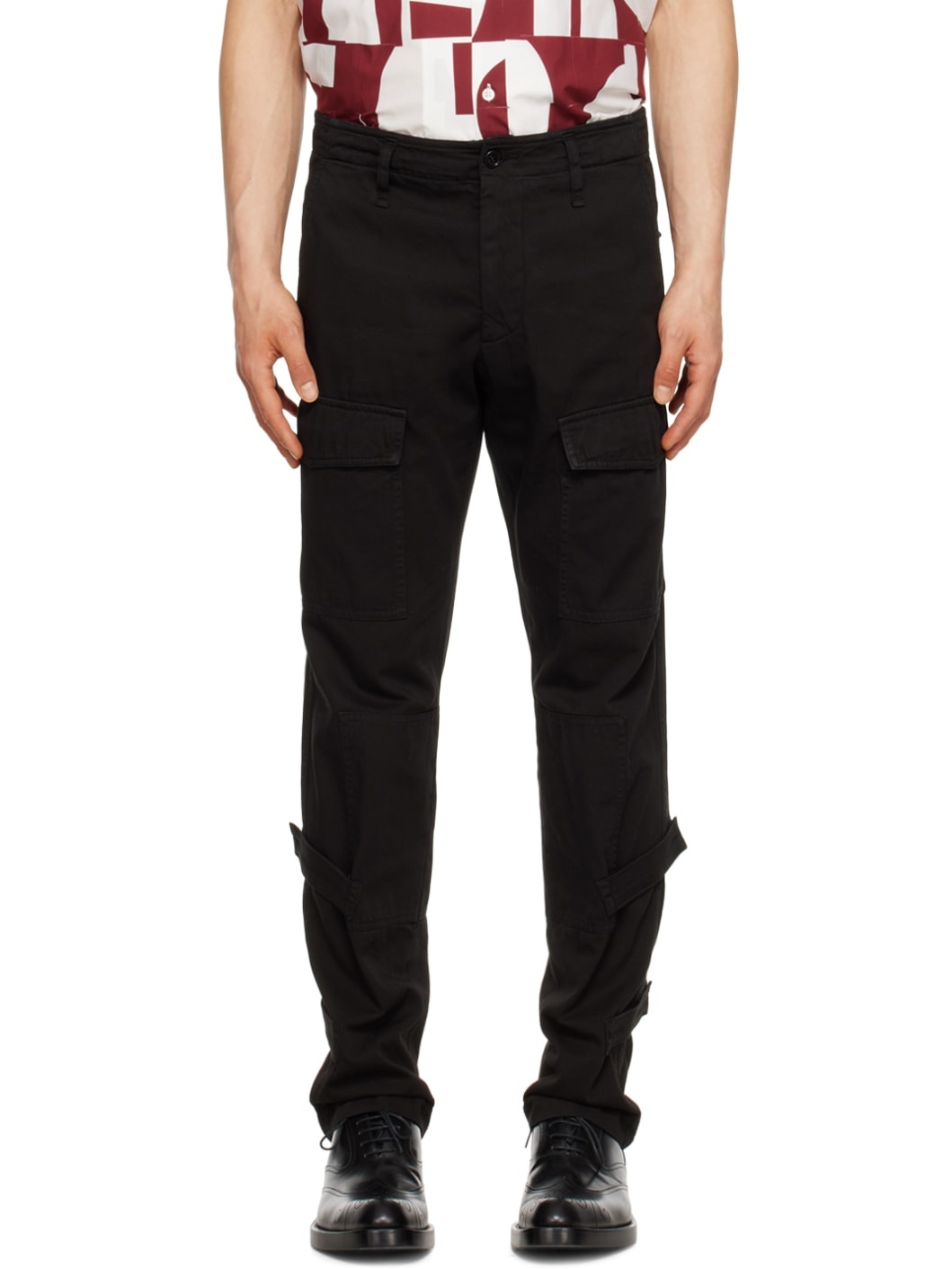 Black Velcro Tab Cargo Pants - 1