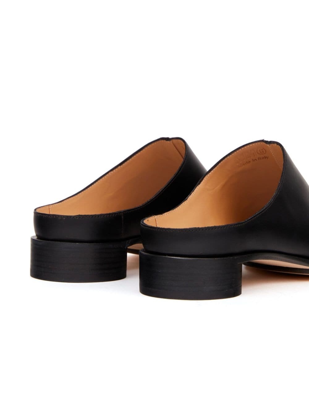 square-toe leather slippers - 5