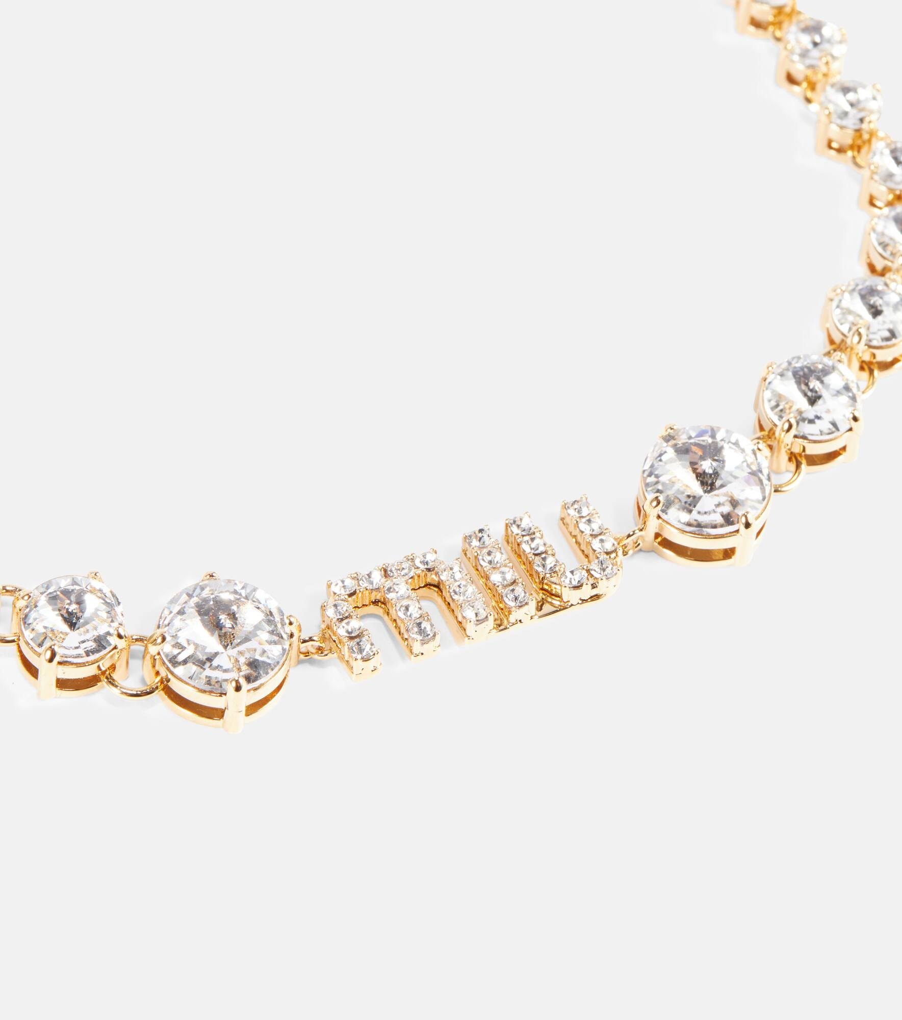 Logo crystal-embellished necklace - 4