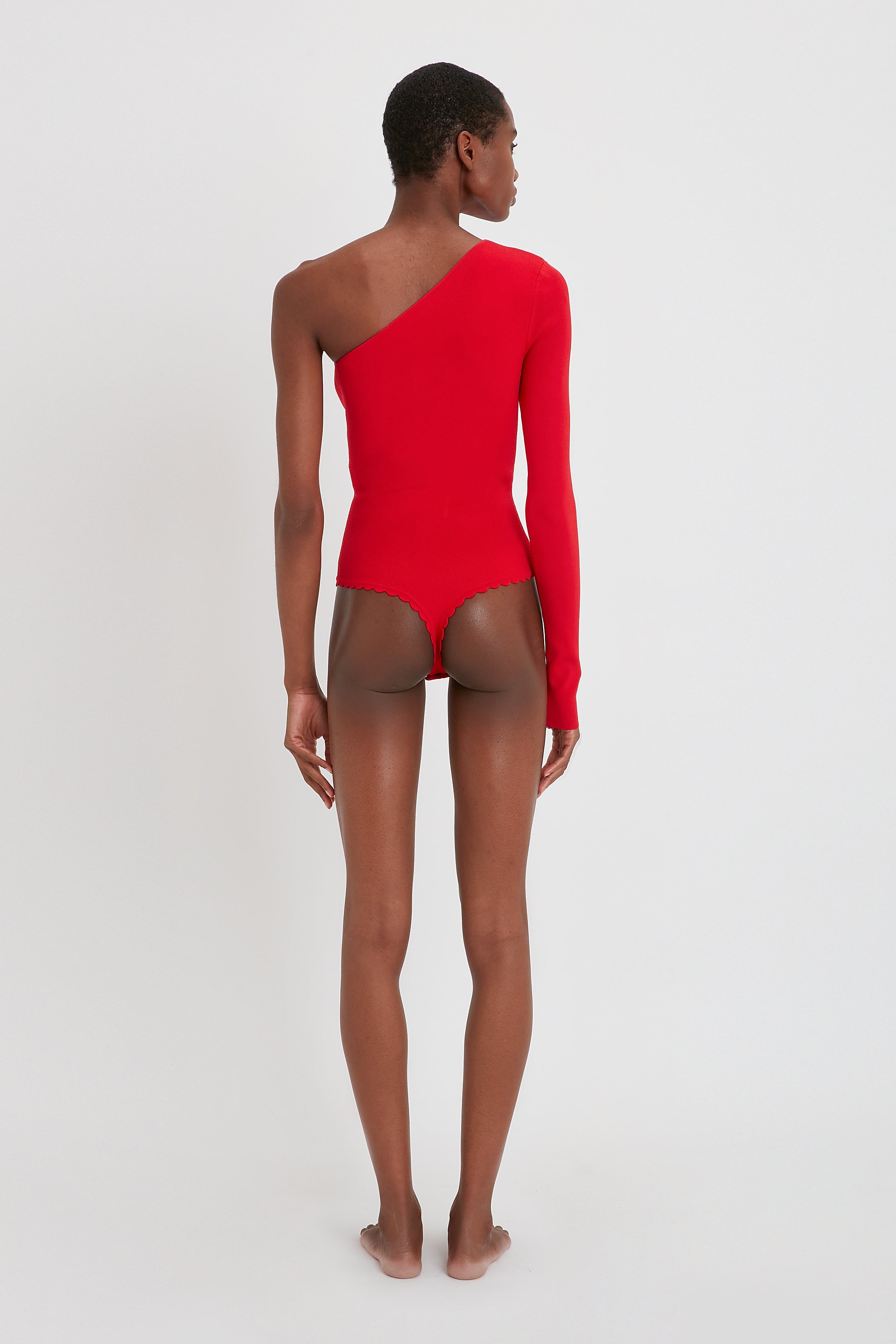VB Body One Shoulder Bodysuit in Red - 3