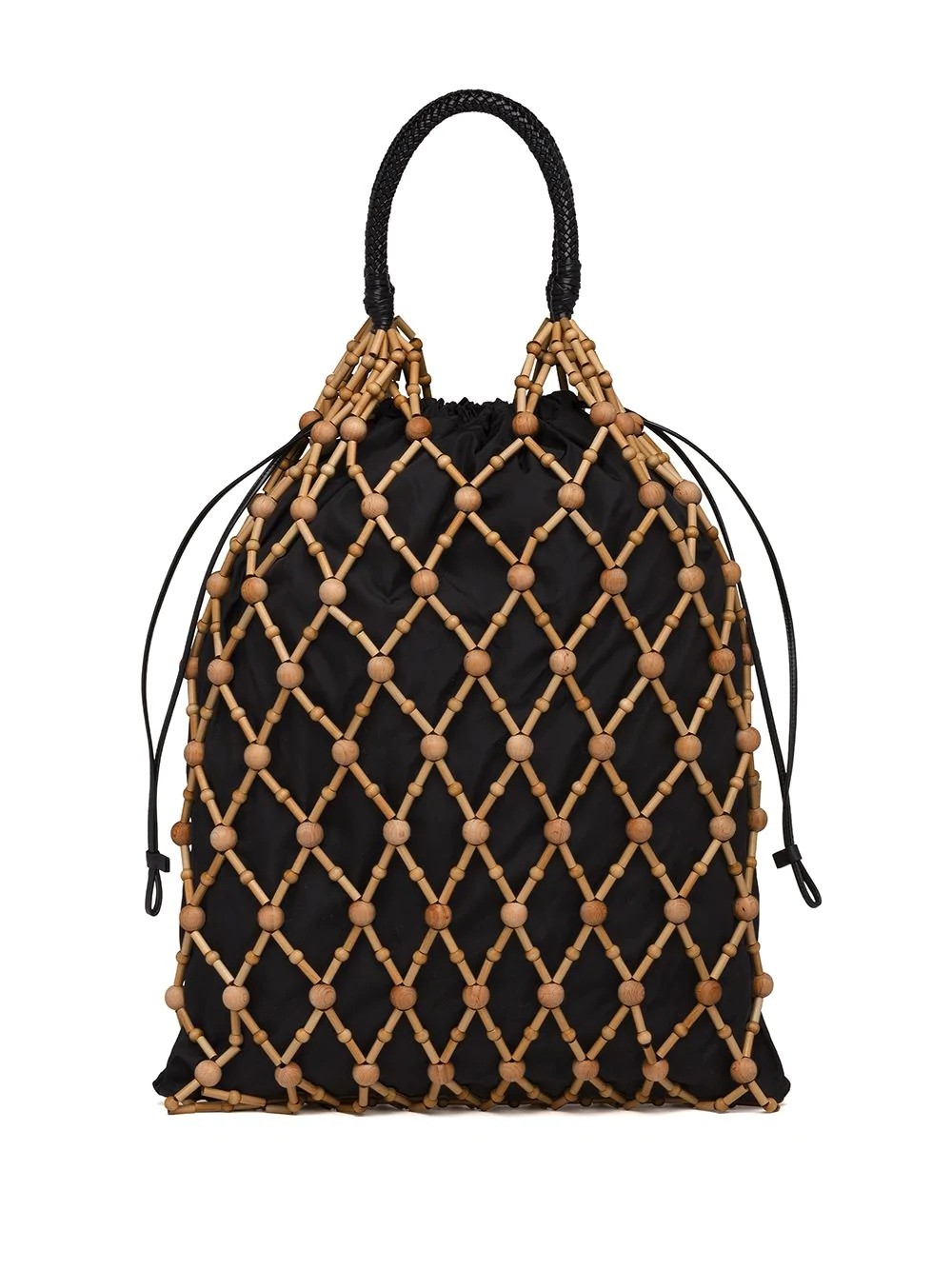 mesh leather trim bag - 3