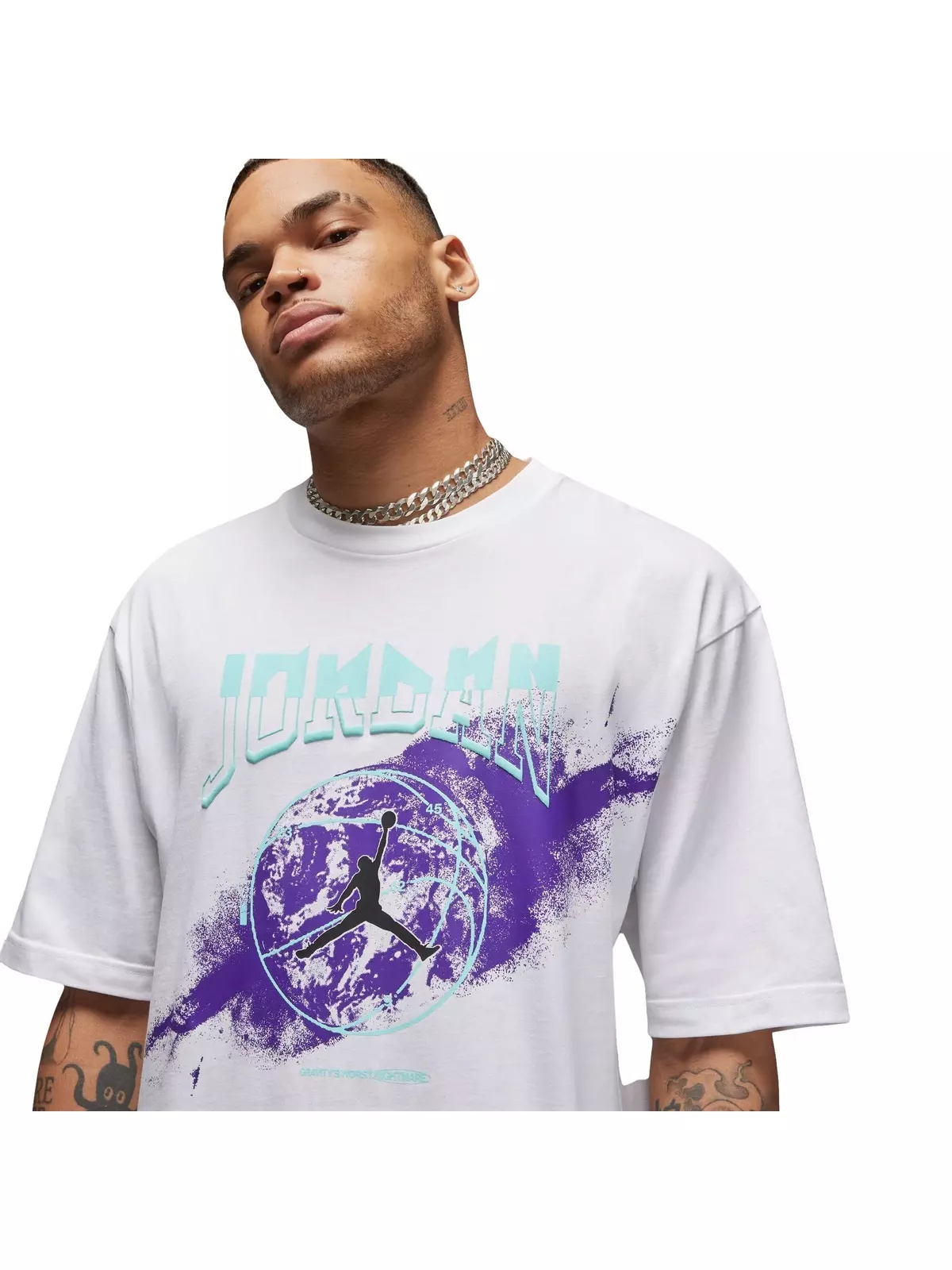 Men's Sport Graphic Tee-White/Teal - 3