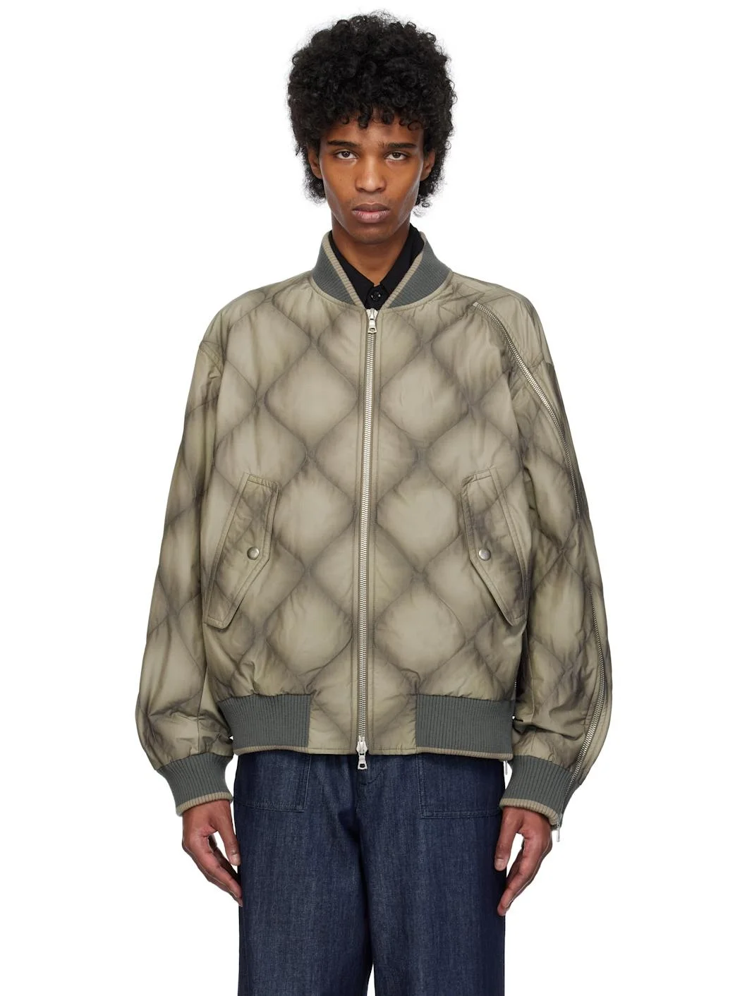 Gray Duck Canvas Bomber Jacket - 1