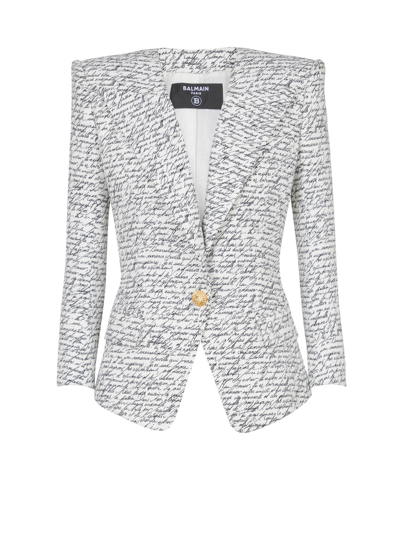 1-button jacket with "Love Letter" print 1