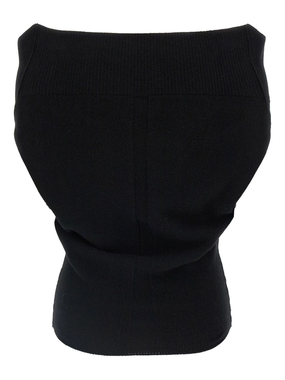 off-shoulder draped knitted vest - 2