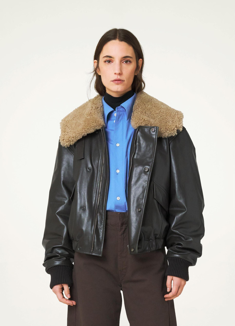 Lemaire LEATHER BLOUSON WITH SHEARLING COLLAR outlook