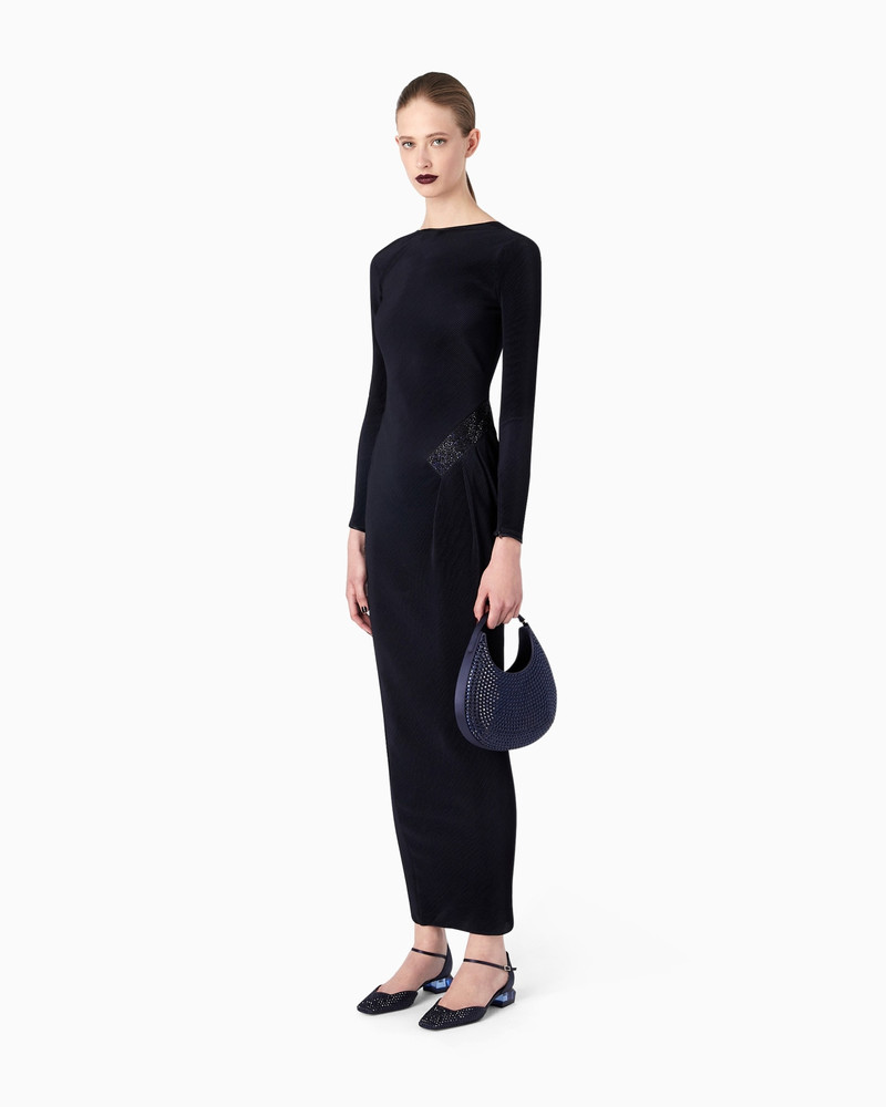 GIORGIO ARMANI Long dress in pleated stretch jersey outlook