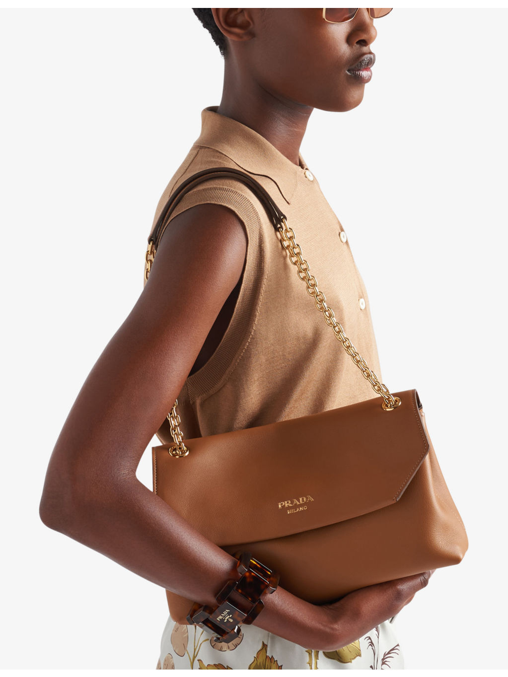 Logo-plaque medium leather shoulder bag - 3