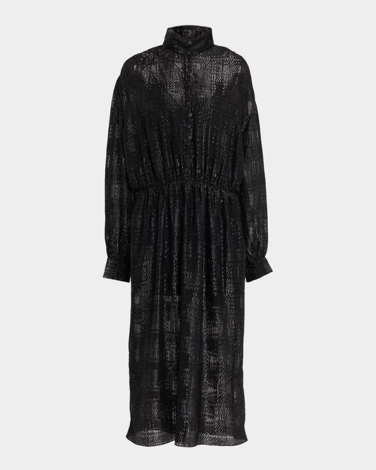 Vasco Sequined Semi-Sheer Midi Shirtdress - 1