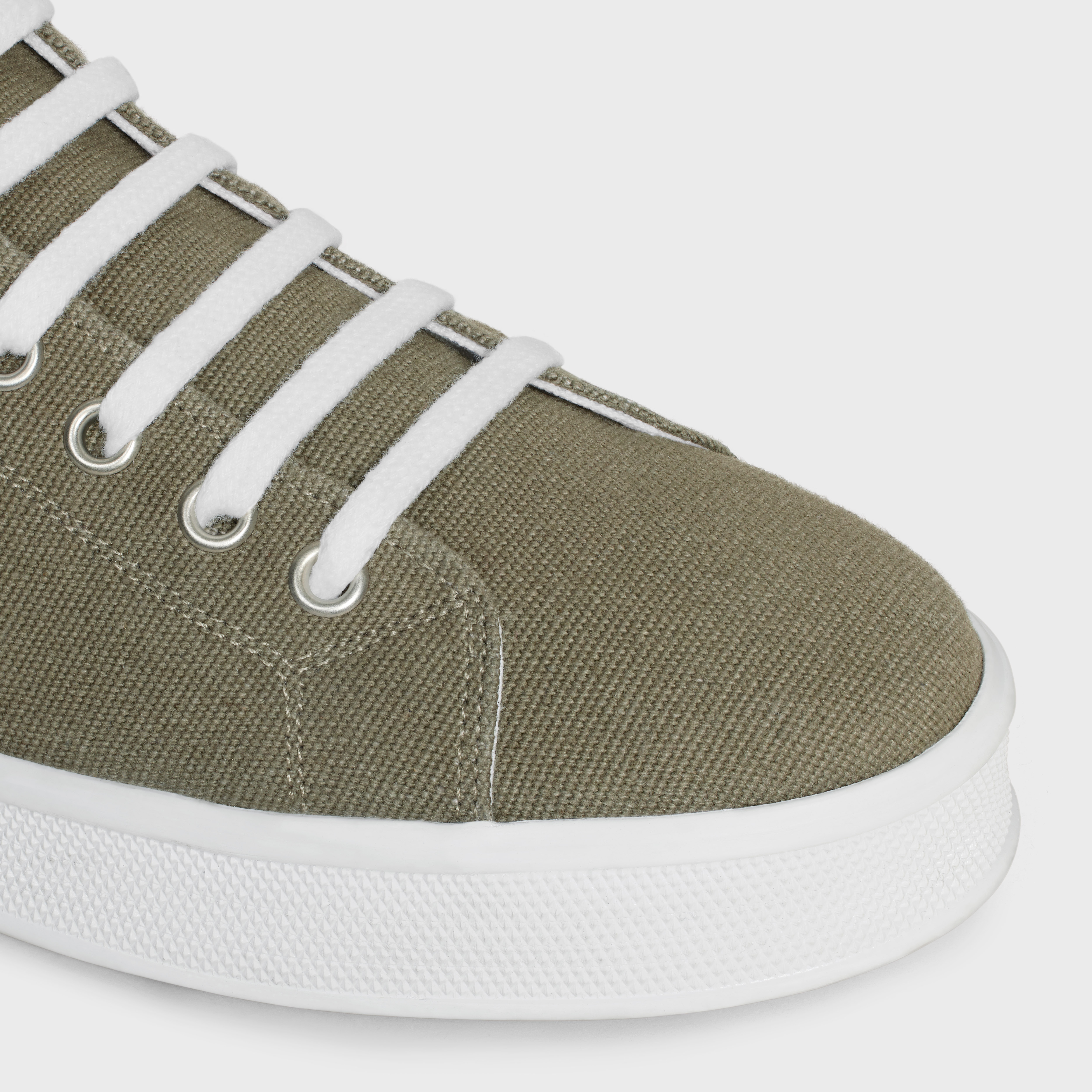 JANE LOW LACE-UP SNEAKER WITH TRIOMPHE PATCH in CANVAS AND CALFSKIN - 4