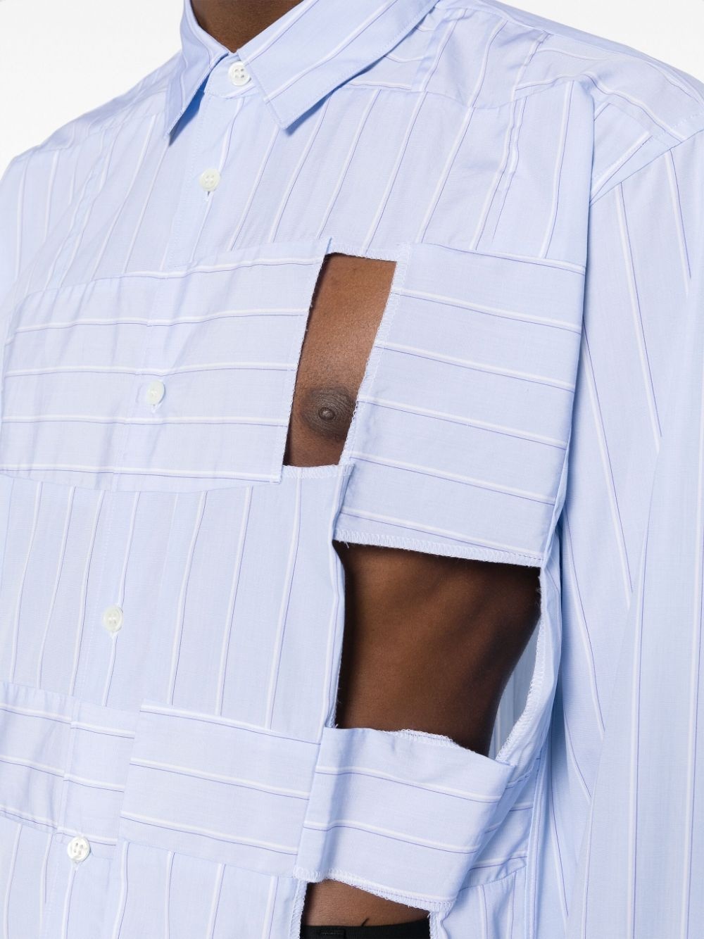striped cut-out cotton shirt - 5