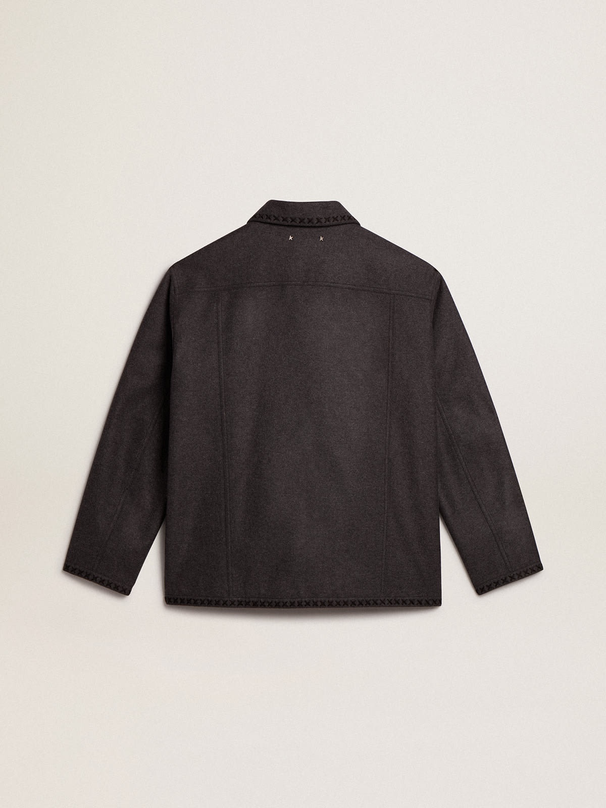 Gray melange woolen jacket with button fastening - 6