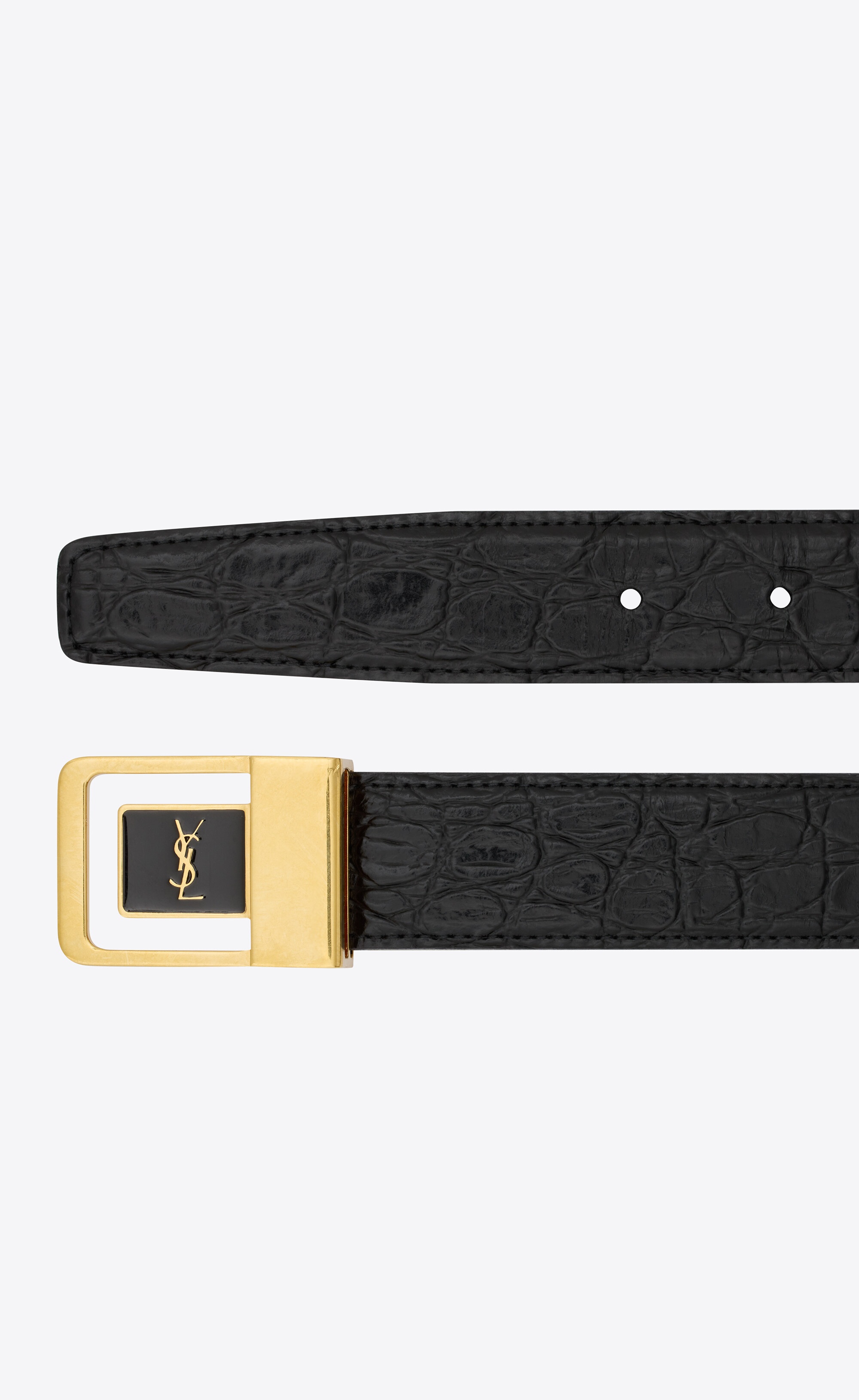 female buckle belt in crocodile-embossed leather - 2