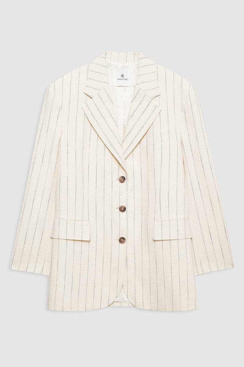 Sara Blazer - Cream And Black Stripe 1