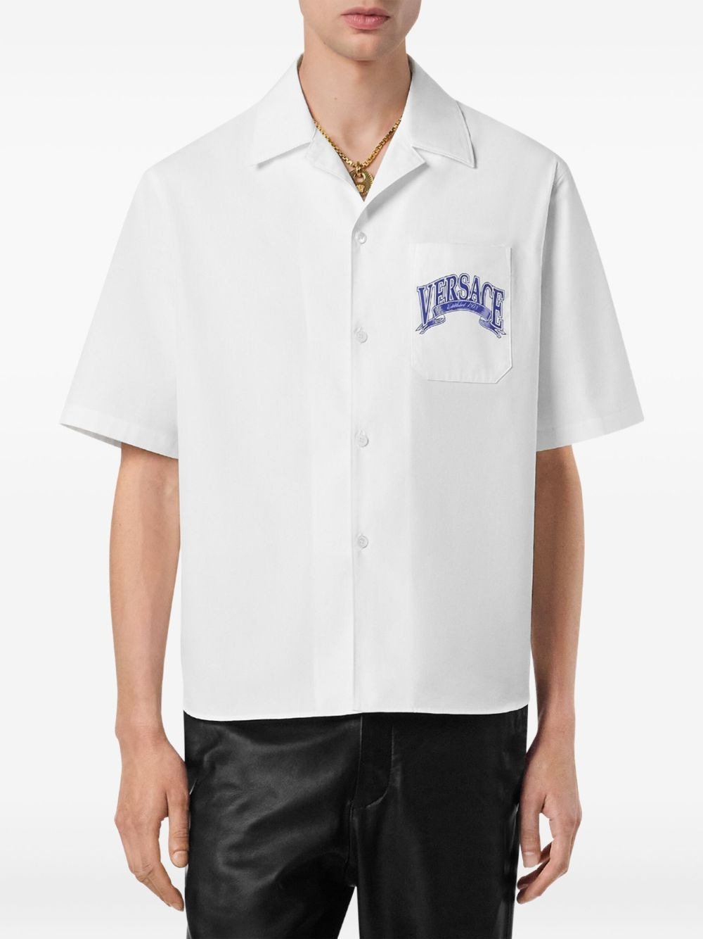 logo-embellished cotton shirt - 2