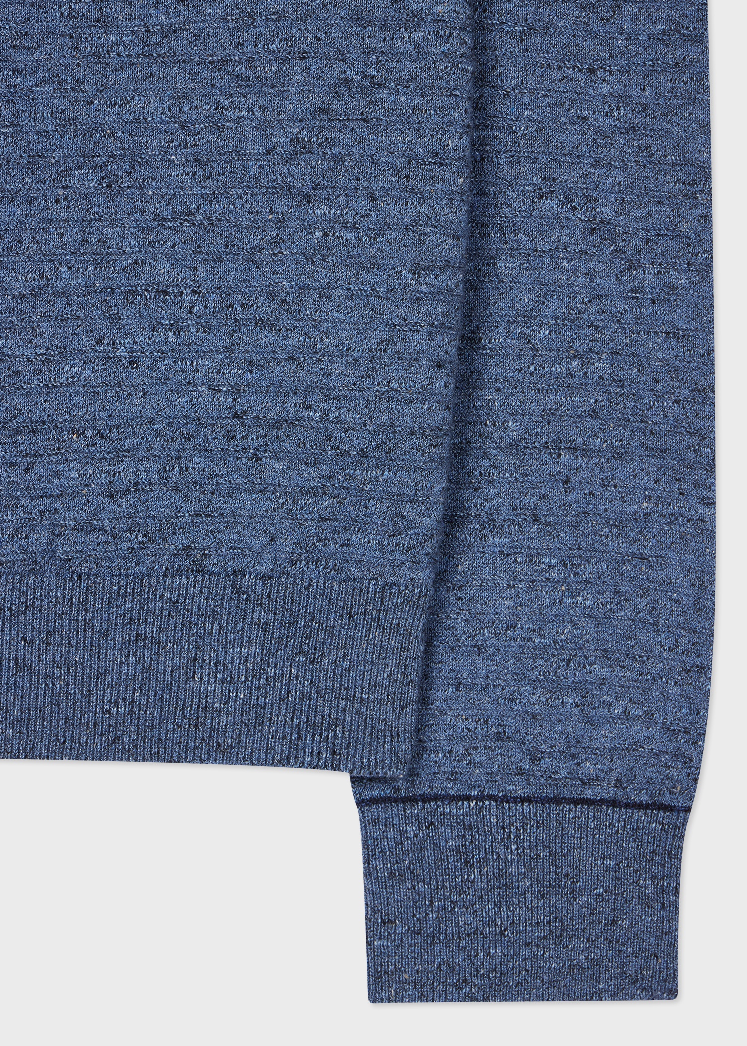 Light Blue Cotton-Linen Textured Sweater - 2