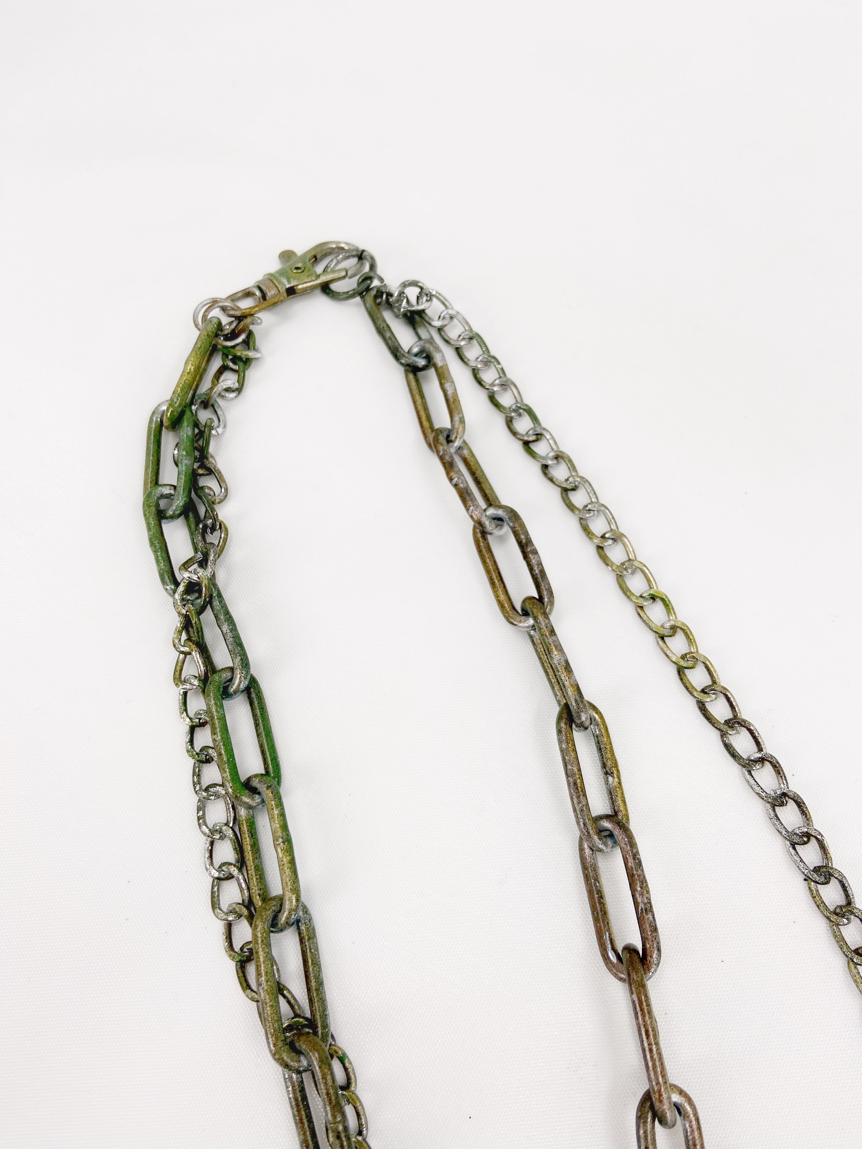Jean Paul Gaultier 90s Sample Skull Lock Key Cross Double Chain Necklace - 10
