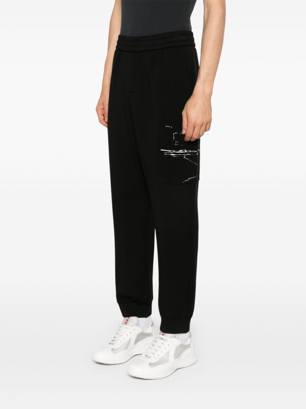 graphic-print tapered trousers - 3